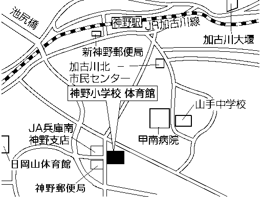 神野小学校体育館(神野町石守1043番地)周辺地図のイラスト
