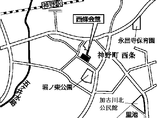 西條会館(神野町西条940番地)周辺地図のイラスト