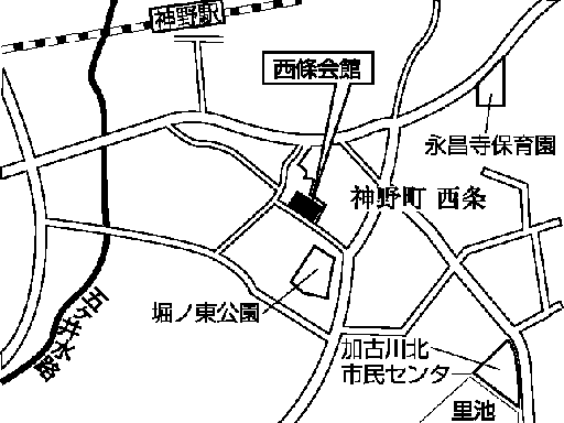 西條会館(神野町西条940番地)周辺地図のイラスト