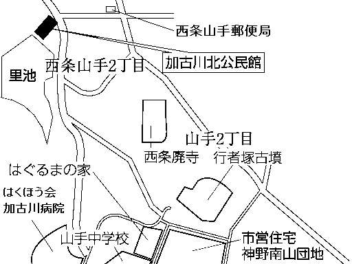 加古川北公民館(神野町西条1519番地の2)周辺地図のイラスト