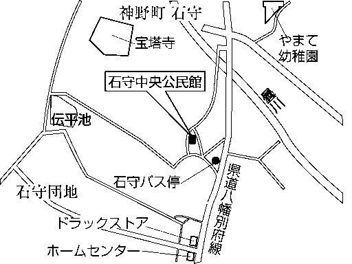 石守中央公民館(神野町石守1450番地の1)周辺地図のイラスト