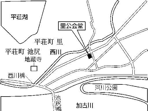 里公会堂(平荘町里334番地の1)周辺地図のイラスト