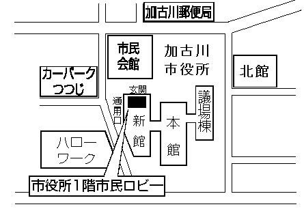 市役所1階市民ロビー周辺図