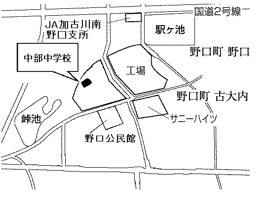 中部中学校( 野口町良野890-1)周辺地図のイラスト