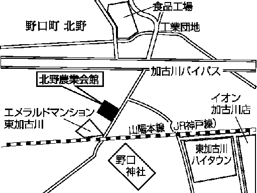 北野農業会館(野口町北野549番地の1)周辺地図のイラスト