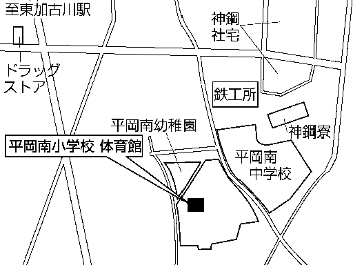 平岡南小学校体育館(平岡町二俣180番地)周辺地図のイラスト