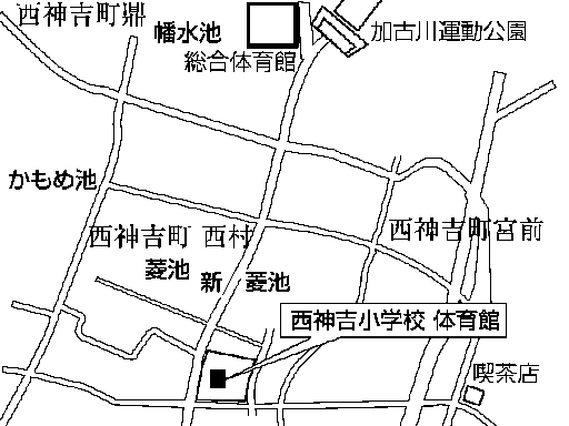 西神吉小学校体育館(西神吉町西村121番地)周辺地図のイラスト