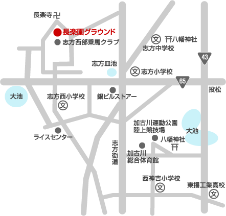 長楽園グラウンドの案内地図