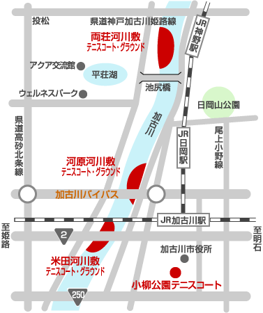 小柳公園テニスコートの案内図