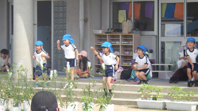 体操をする園児