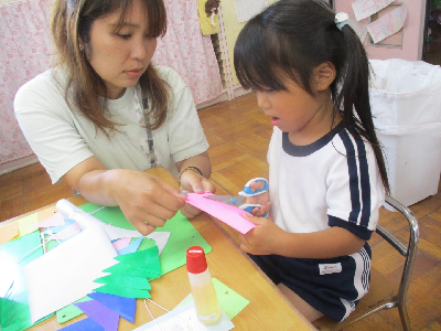 親子で七夕制作
