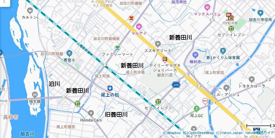 新養田川の地図