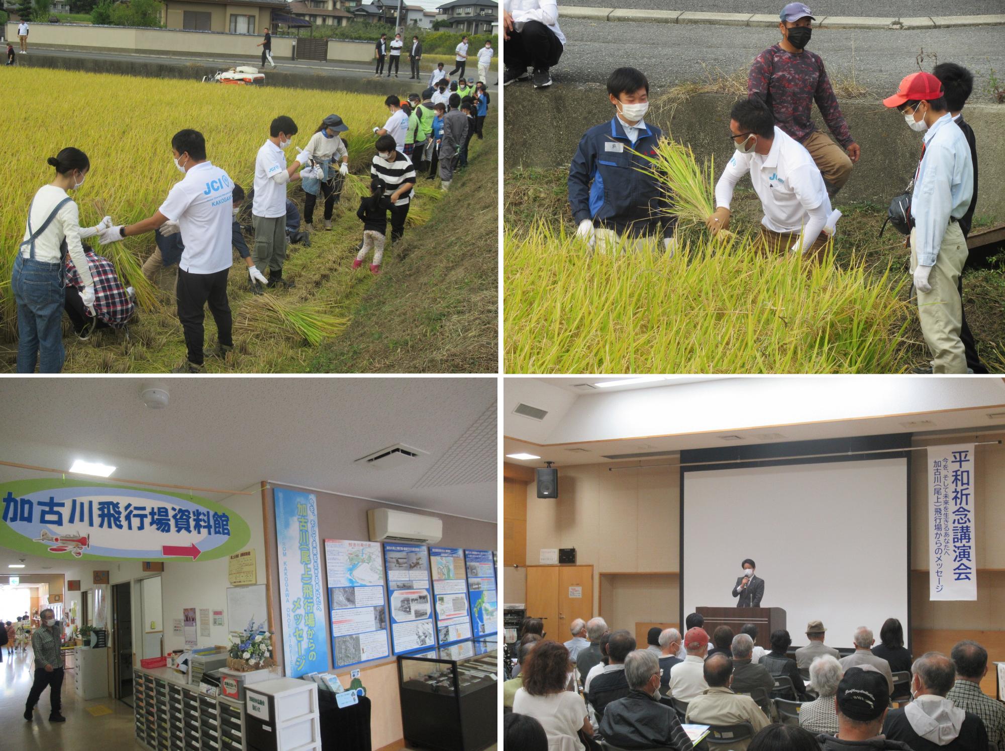 稲刈り体験と平和記念講演会