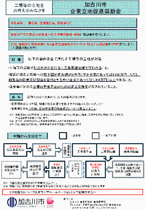 企業立地促進奨励金パンフレット