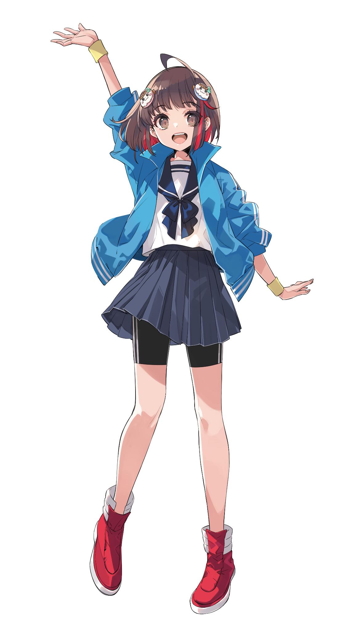 かこのちゃん立ポーズ右手上げイラスト