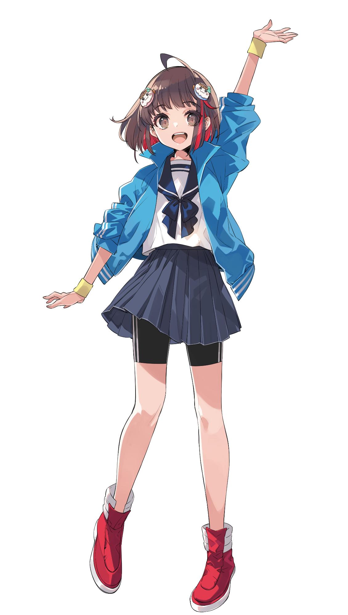 かこのちゃん立ポーズ左手上げイラスト