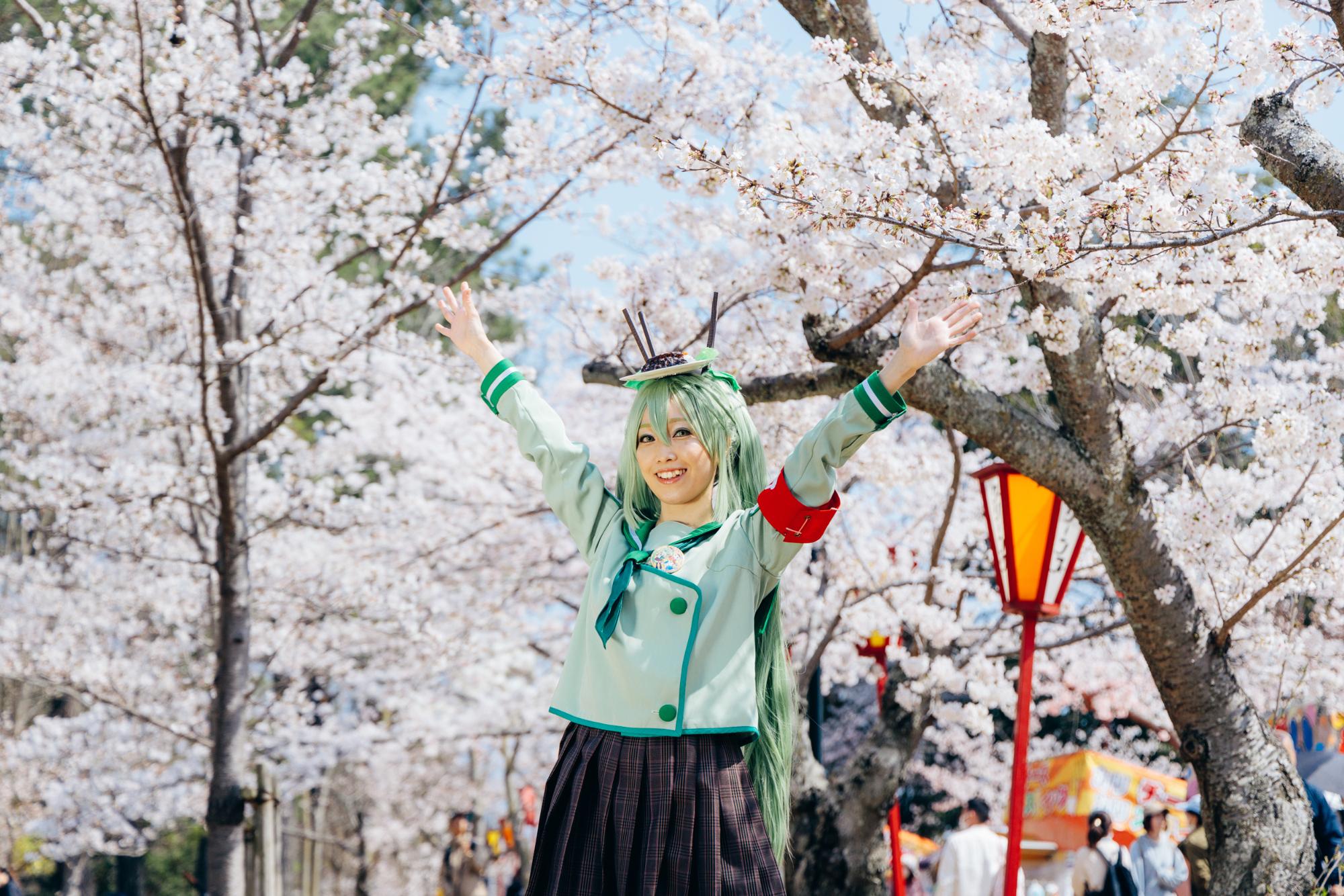 日岡山の桜とかつめしちゃん