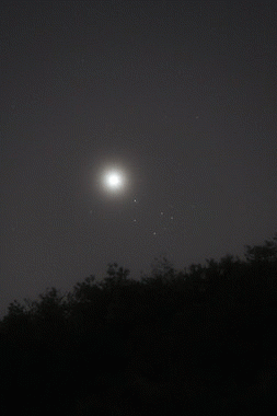 山並みに沈む金星と「すばる」