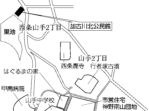 加古川北公民館（神野町西条1519番地の2）周辺地図のイラスト