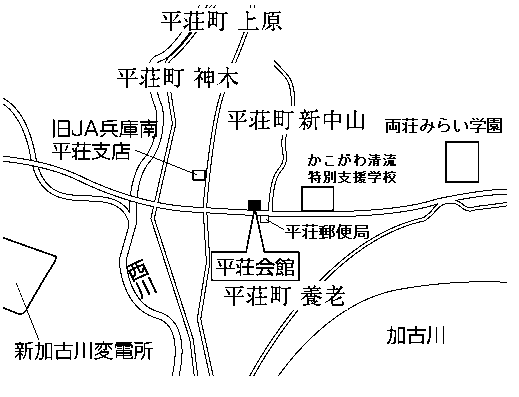 平荘会館(平荘町山角83番地の1)周辺地図のイラスト
