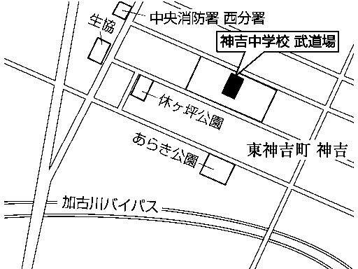 神吉中学校武道場(東神吉町神吉591番地の1)周辺地図のイラスト