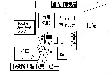 期日前投票所位置図（市役所本庁）