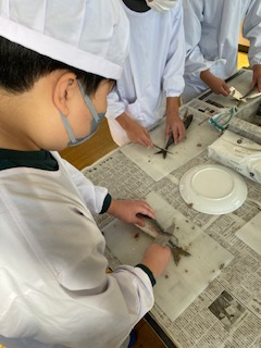 鯵を捌く1