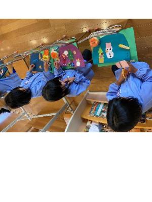 プレゼントバックをつくる5歳児