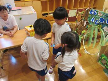 むしむし迷路を案内する5歳児
