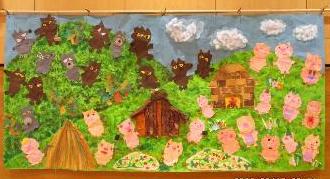 ひまわり組劇「さんびきのこやぎ」壁面制作