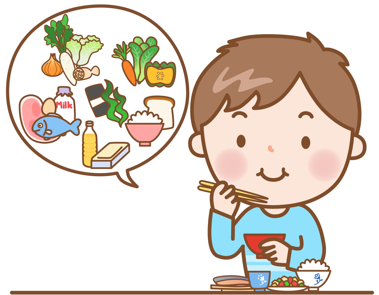 バランスの良い食事を食べる男性