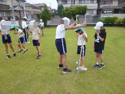 竹馬頑張るね