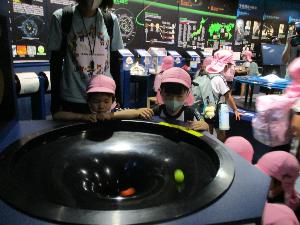 天文科学館の展示を見ている