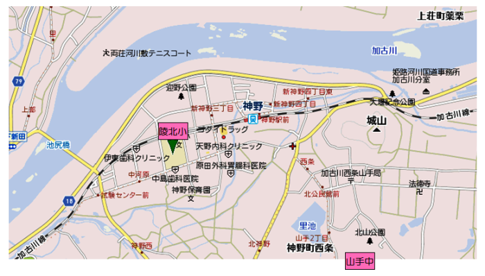 陵北小学校への地図