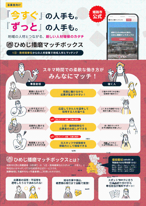 ひめじ播磨マッチボックスの事業者向けチラシ