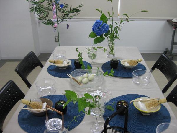 6月27日テーブル茶道教室しつらえ