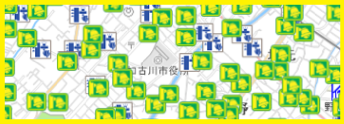 見守りカメラ設置位置を確認できる加古川市地図サービス「かこナビ」へのリンク用イメージ地図