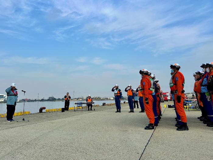 訓練終了後、佐伯町長からご挨拶をいただきました！