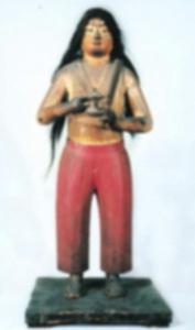 実物の髪が張り付けられている聖徳太子の裸形着装像の写真