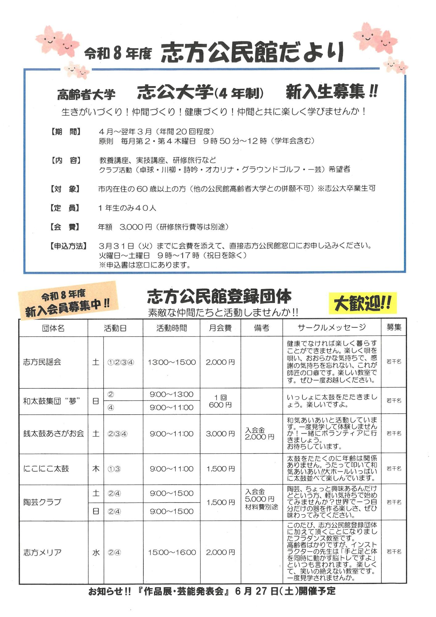 公民館だより表