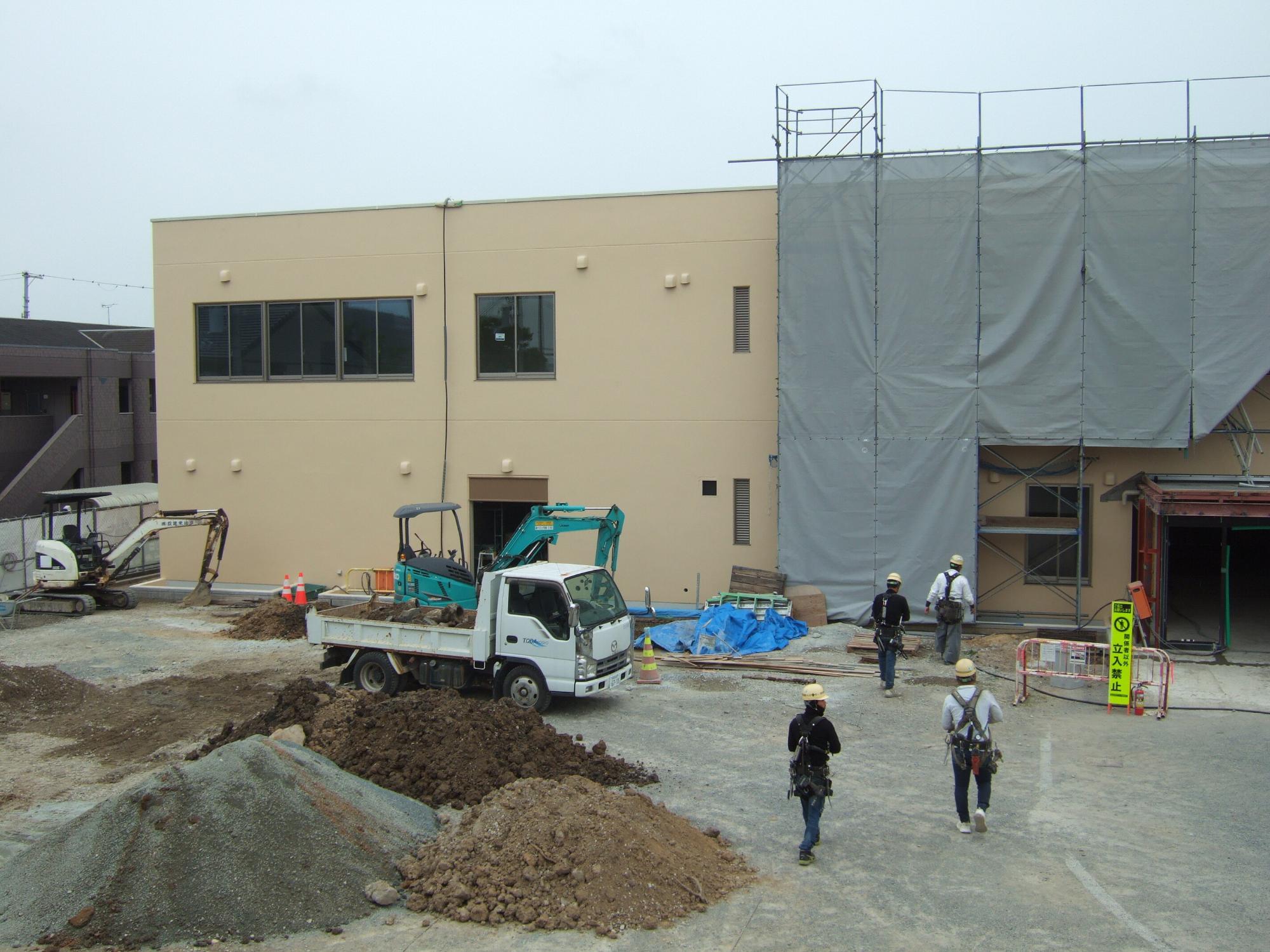 野口公民館工事中の様子