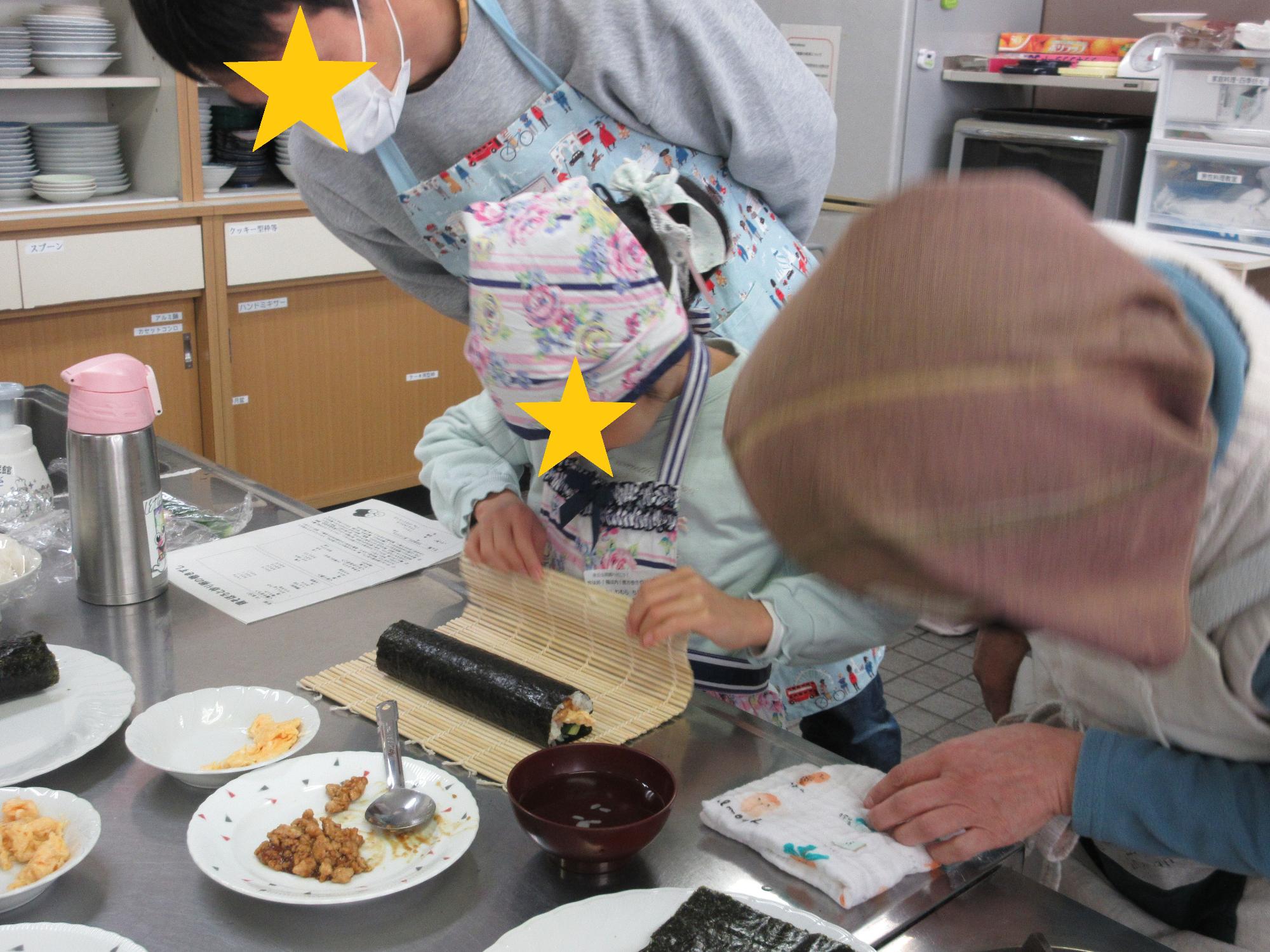 太巻きが上手く巻けたようす