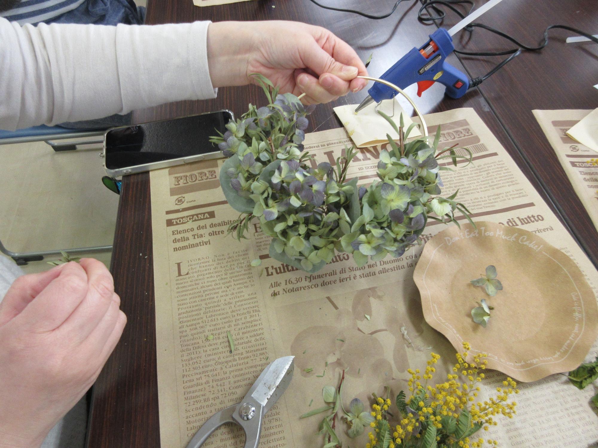 リースのバランスをみる様子