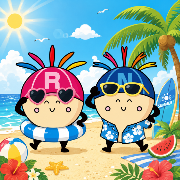 夏を満喫するりょうちゃんなんちゃん